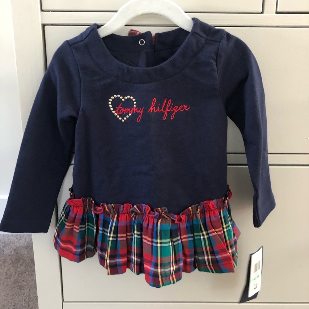 Toddler girls’ Tommy Hilfiger shirt with plaid detail. New with tags Never worn!